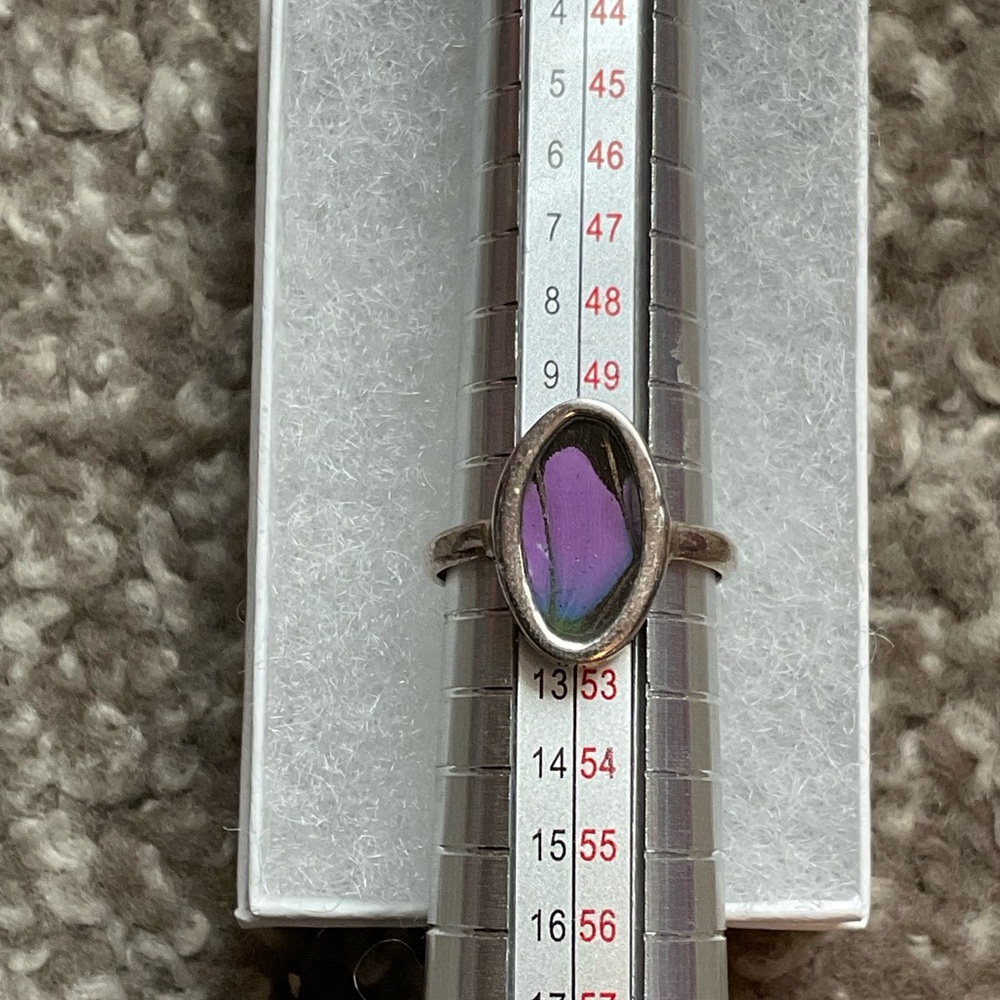 Real Butterfly Wing Purple Ring